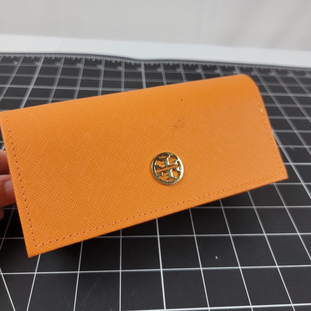 TORY BURCH ORANGE AUTHENTIC SUNGLASSES EYEGLASSES CASE - Picture 1 of 13